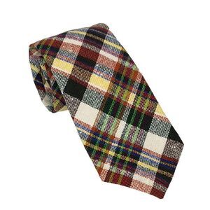 Vintage Plaid Necktie Scottish Blue Green Yellow Rust Wine Red 56" Wool Blend